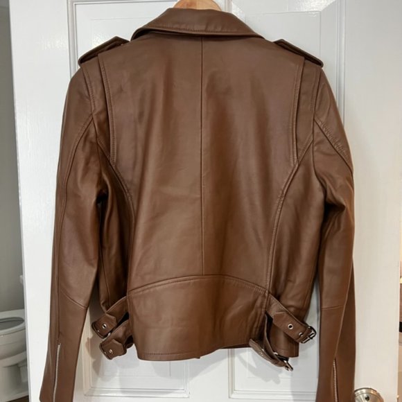WALTER BAKER LIz Leather Crop Moto Jacket in Terracotta NWOT - Picture 6 of 16